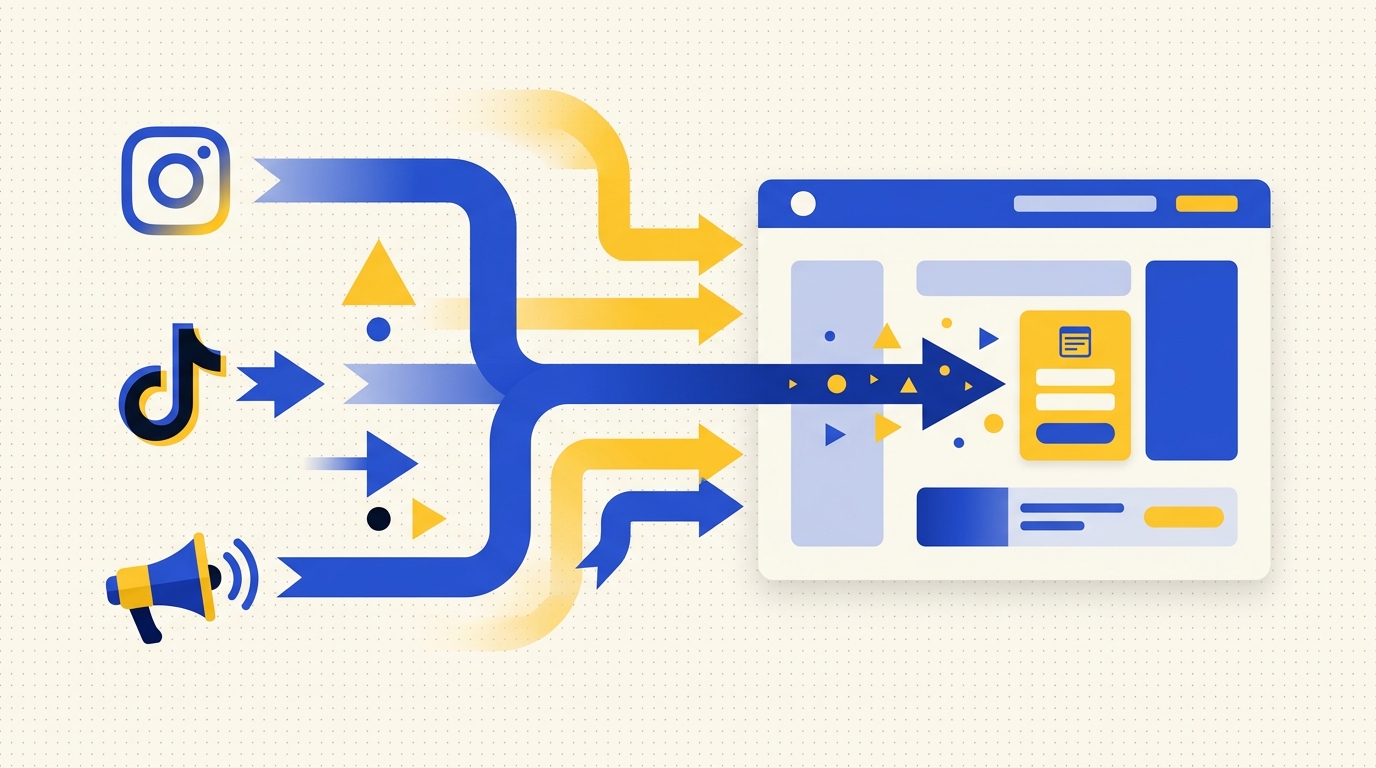 Social and paid channels driving traffic to a competitor landing page and conversion path